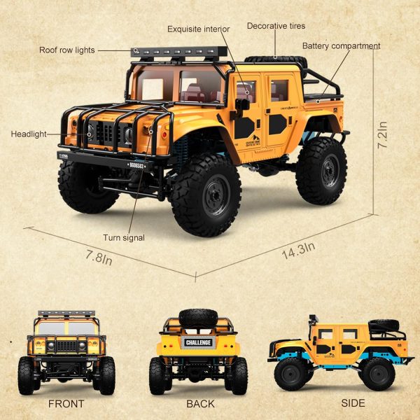 fisca RC Truck 1/12 RC Rock Crawler 4x4, 2.4GHz 4WD Remote Control Crawler Vehicle Off-Road Pick-up Truck RTR, Full Scale 4x4 Offroad Crawler Remote Control Truck for Adults Kids - Image 4