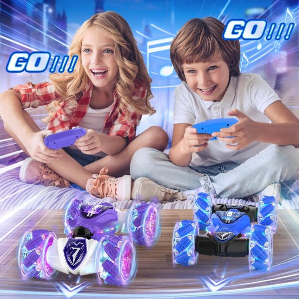 Gesture Sensing Remote Control Car Toys - Drift RC Stunt Car for Kids | 360° Rotating 4WD Transform RC Cars | 2.4Ghz Hand Controlled Car with Lights Music |Birthday to Boys Girls Blue - Image 9