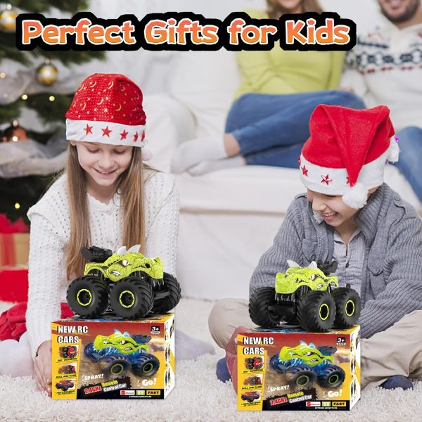 Remote Control Car, 2.4GHz Monster Trucks for Boys Girls with Light, Sound & Spray, Stunt Car Toys Gift for Kids 3 4 5 6 7 8, 4WD All Terrain RC Cars for Toddlers with 2 Batteries - Image 7