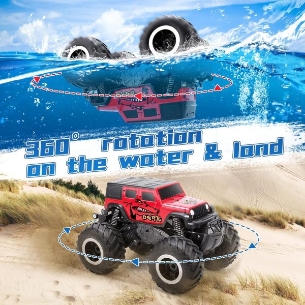 RC Trucks 4x4 Offroad Waterproof - 2.4 GHz Amphibious Remote Control Car Toys for Boys 4-7, Remote Control Monster Truck, Beach Lake Pool Toys, Remote Control Boat Birthday Gifts for Kids - Image 3