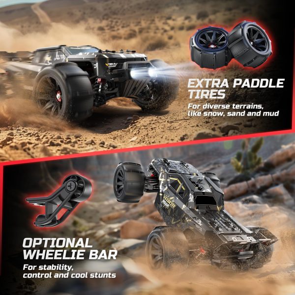 DEERC 1:14 Fast Brushless RC Cars for Adults & Boys, Max 50+ MPH, 2 3S Lipo Batteries 4x4 Waterproof RC Truck, High Speed Offroad Remote Control Car, All Terrain RC Truggy for Snow,Sand & Mud - Image 7