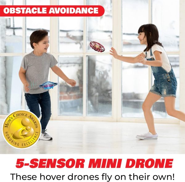 Force1 Scoot Duo Hand Operated Drone for Kids or Adults - 2pk Hands Free Motion Sensor Mini Drone, Easy Indoor Small UFO Toy Flying Ball Drone Toys for Boys and Girls (Red and Blue) - Image 4