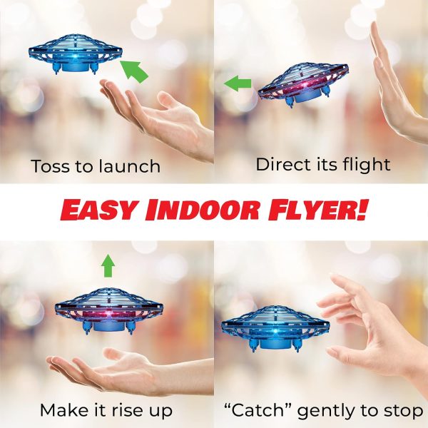 Force1 Scoot Hand Operated Drone for Kids or Adults - Hands Free Motion Sensor Mini Drones for Kids, Easy Indoor Small UFO Toy Flying Ball Drone Toy for Boys and Girls Kids Drones (Blue) - Image 6