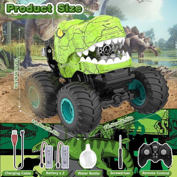 Dinosaur Remote Control Car - RC Car Toys for 4 5 6 7 8 Year Old Boys, 2.4Ghz RC Drift Monster Truck, 360°Rotating Stunt Car with Spray, Light & Sound, Birthday Xmas Gifts for Kids Age 4-6 5-7 8-12 - Image 8