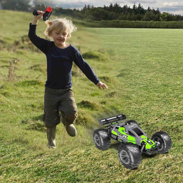 Remote Control Car,1:18 Scale 2.4GHz High Speed 20KM/H All Terrain RC Cars with 2 Rechargeable Batteries Off Road RC car for Boys Age 4-7,8-12 (Green 01) - Image 7