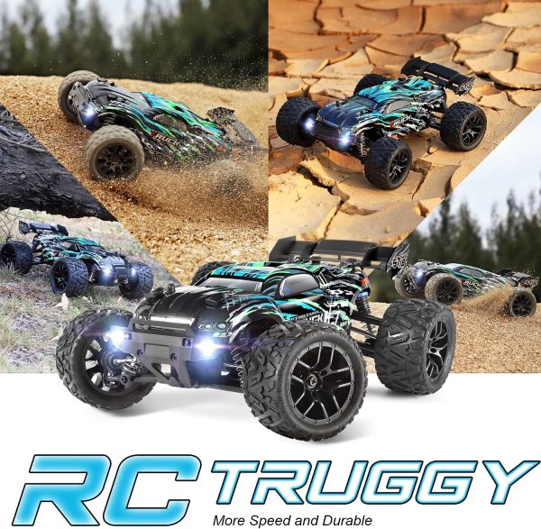 HAIBOXING RC Cars Hailstorm, 36+KM/H High Speed 4WD 1:18 Scale Waterproof Truggy Remote Control Off Road Monster Truck with Two Rechargeable Batteries, All Terrain Toys for Kids and Adult - Image 3