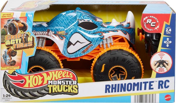 Hot Wheels RC Monster Trucks Rhinomite in 1:24 Scale, Remote-Control Toy Truck, All-Terrain Capabilities with Grip Action Tires, Full-Function RC - Image 7