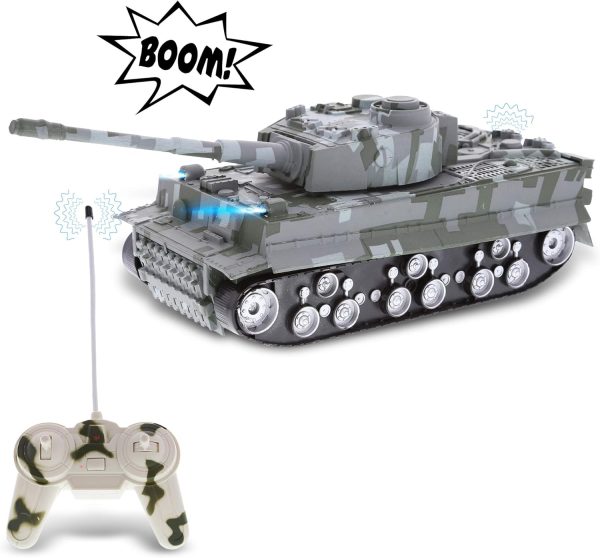 Mozlly Army RC Tank Toy with Lights and Battle Sounds - Remote Control Toy Tank with Rotating Turret, Cool Realistic RC Military Tank Model Car, RC Vehicles for Kids - Image 2