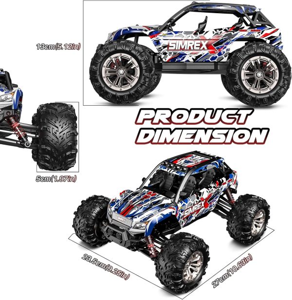 1/16 Scale Hobby RC Car, 36 KPH High-Speed 4WD RC Truck, 2.4 GHz Remote Control Car, All-Terrain Electric Vehicle, 4X4 Remote Contral Moster Truck for Kids and Adults - Image 9