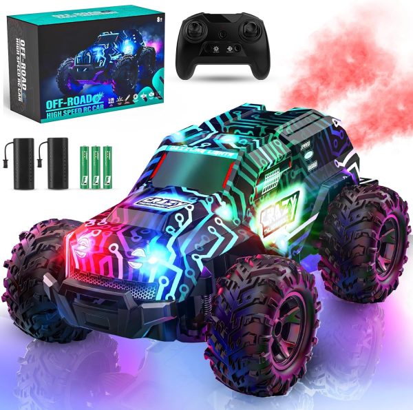 BLUEJAY Remote-Control-Car, 2.4GHz High Speed Rc Cars Truck, Offroad Monster Hobby Racing Car with LED Colorful Bodylight and Rechargeable Battery, Car Toy Gifts 3 4 5 6 7 8 Year Old Boys Girls Kids - Image 2