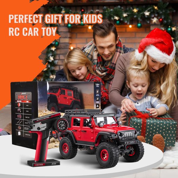 VEVOR RC Crawler 1/24 Scale RC Car Rock Crawler All Terrain 4WD Off-Road Truck with led Light 2 Rechargeable Batteries, 2-Speed Adjustable Hobby Racing Car Gift for Adults - Image 8