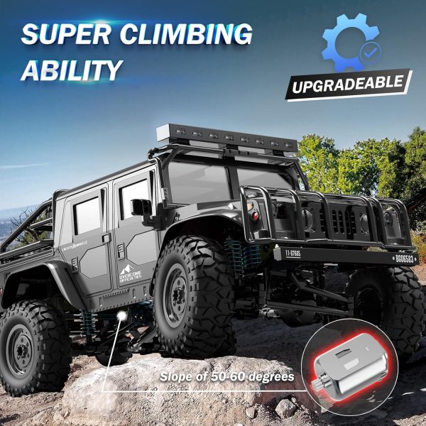 1:12 Scale All-Terrain Remote Control Car, 4WD RC Cars with 2.4 GHz, RC Climbing Truck, IPX4 Waterproof Off-Road Vehicle with Two Rechargeable Batteries, for Kids Teens Adults - Image 5