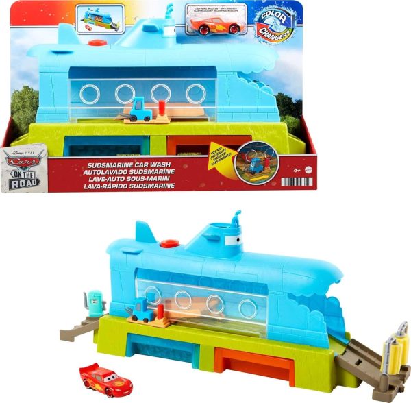 Mattel Disney and Pixar Cars Toys, Submarine Car Wash Playset with Color-Change Lightning McQueen Toy Car, Water Play - Image 2