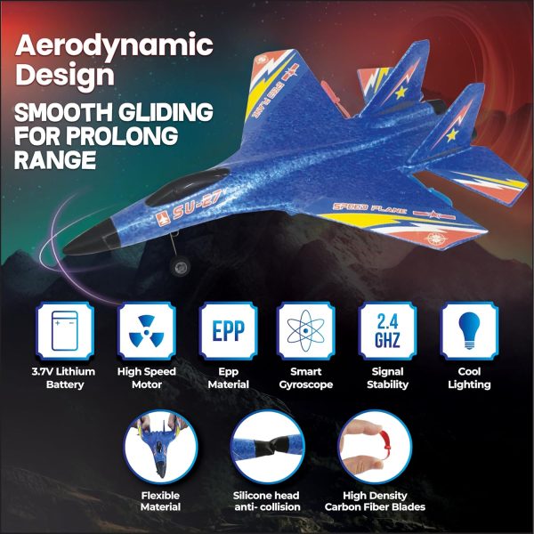 RC Plane 2.4Ghz Remote Control RTF Jet- 2 Channel Su-27 Anti-Fall Aircraft - Easy to Fly Glider with Gyro Stabilization Suitable for Beginners Kids & Adults - Image 4