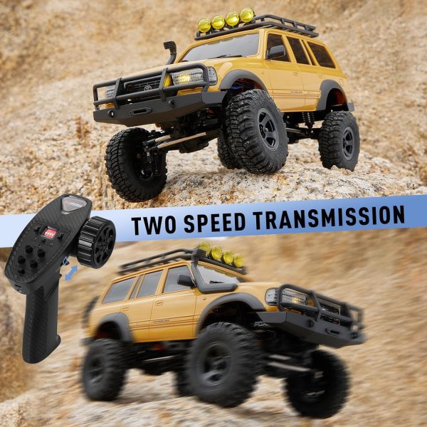 BEEZRC FMS RC Crawler 1/18 FCX18 Land Cruiser LC80 RTR Toyota Licensed 4WD RC Rock Truck 2.4Ghz 900mAh Hobby Grade RC Car Model Mini Remote Control Car Off Road Vehicle FMS11831RTRYL (Yellow) - Image 6