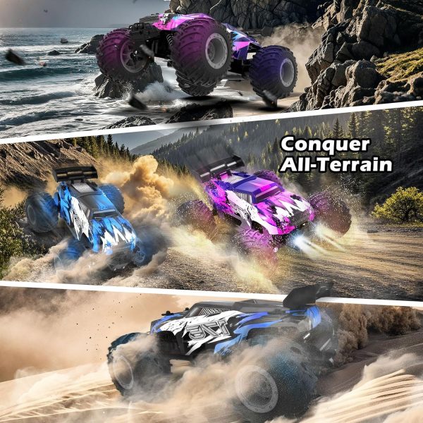 Sjpzwcrl Remote Control Car Toy Truck: - Hand Controlled Monster Truck Toys RC Car Electric Rock Crawler RC Truck with Headlights and Colorful Toy Cars Body Lights for Boy Kids - Image 3