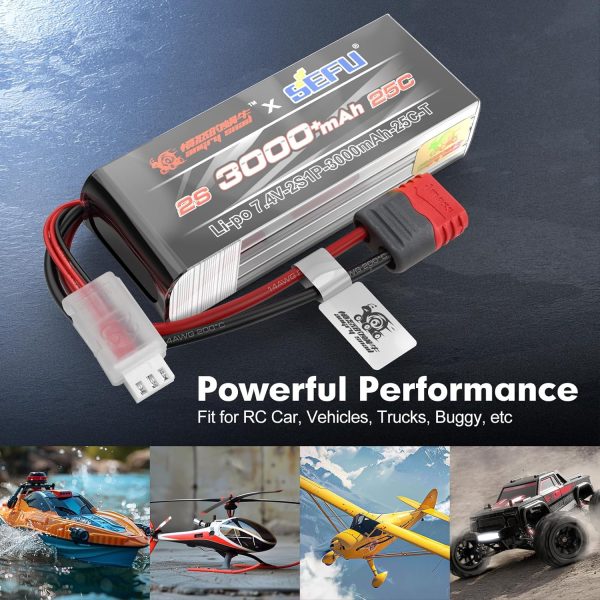 MEW4 2S3000 RC Car Upgrade 7.4V 2S 3000 mAh 25C Large Capacity LiPo Battery with USB Charger Accessories for All 1/14, 1/16 Scale - Image 7