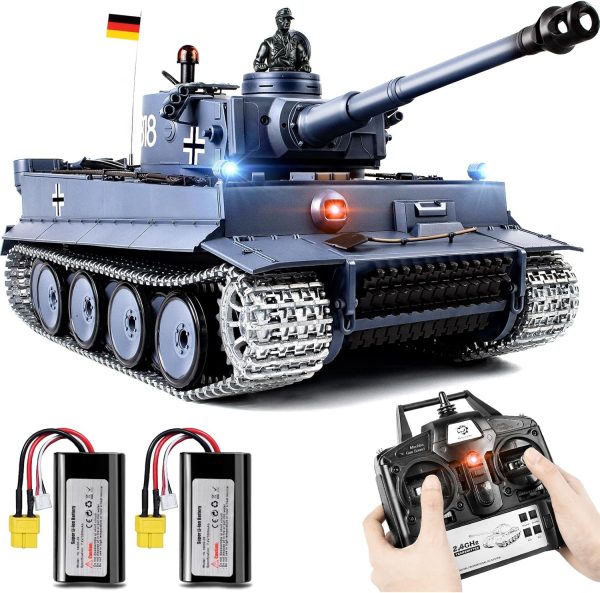 1/16 RC Tank, Metal Tiger I Army Toy with Smoke, Sound and Lights, Remote Control Tank That Shoots with Upgraded Metal Tracks, Idler and Sprocket Wheel, Steel Gearbox, Rechargeable Batteries*2 - Image 2