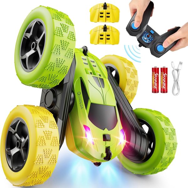 Remote Control Car, RC Car Toys for 6-12 Year Old Boys, Off Road RC Stunt Car 4WD 360° Rotating Remote Control Car for Kids, Boys Girls Gifts for Birthday, Christmas Yellow&Green - Image 2