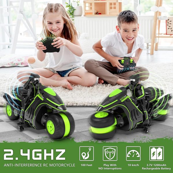 Eulogia Remote Control Motorcycle, Remote Control Motocross Toys - 360° Spinning Wheel Stunt Motorcycle - High Speed Car Toys with Riding Model - Gift for Kids Over 5+Years Old Boys Girls - Image 5