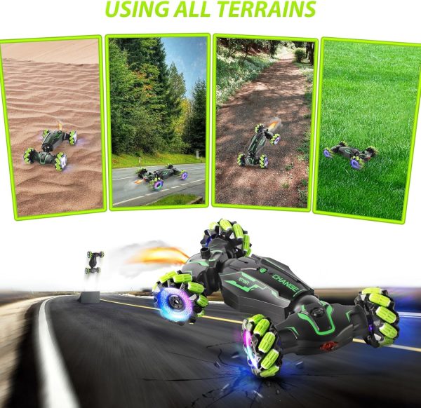 Remote Control Car RC Toys: - RC Drift Car Rechargeable Toy Cars with Light Music Gesture Sensing RC Stunt Car Transformer 360° Rotating Hand Controlled RC Car Christmas Birthday Gift for Boys 4-7 - Image 5