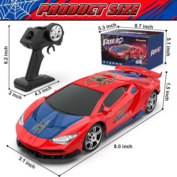 Spider RC Drift Car, 1:24 Remote Control Car 2.4GHz 4WD 15KM/H High Speed RC Cars with LED Lights Racing and Drifting Tire, Gifts Toy Car for Boys Kids 4-7 8-12 - Image 7