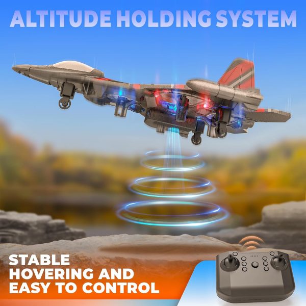 BEZGAR Drones for Kids | 2.4GHZ RC Plane, 6-axis Gyro Remote Control Airplane, RC Helicopter, 360° Flip Fighter Jet Toy, Toys for ages 8-13 with Colorful LED Navigation Lights Red - Image 6