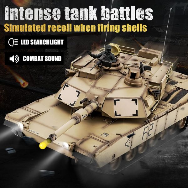 RC Tanks US M1A2 Abrams Army Tank, HengLong 1: 16 2.4ghz M1A2 Abrams Main Battle Tank Model, Remote Control Tank Vehicles with Sound & Light for Ages 14+ - Image 6