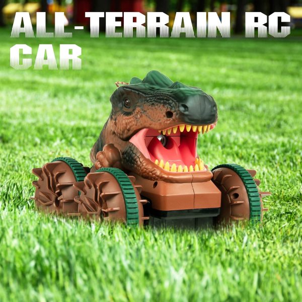 Cheerwing Remote Control Car Dinosaur Toys for Kids Boys,2.4GHz Amphibious Waterproof RC Dinosaur Car with Light,Spray,Sound 360° Rotating Function,All Terrain RC Monster Truck - Image 4