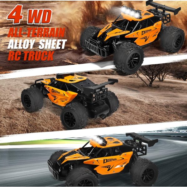 1:16 Scale Remote Control Car - 2.4GHz High Speed 20KM/H All Terrain RC Monster Truck Off Road with LED Headlights and Rechargeable Battery Xmas Gift for Adults Boys Age 8-12 - Image 4