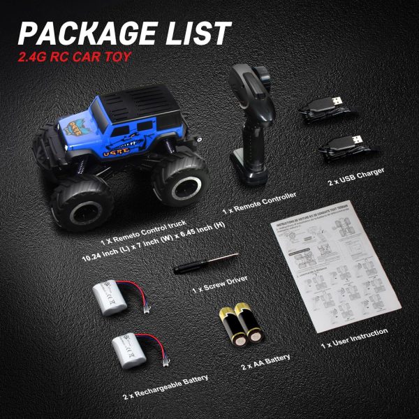 1/16 Remote Control Monster Truck : 4x4 Off Road Waterproof Rc Jeep Combines Amphibious and All Terrain Traversal, Birthday Gift for Boys & Girl Ages 6-12 (Blue SUV) - Image 9