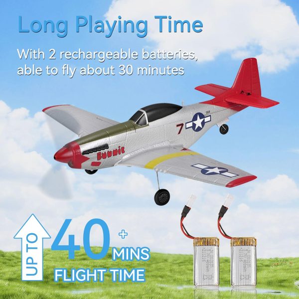 SPEEDY BEE RC Plane for Adults: P51 Mustang 4 Channel Remote Control Airplane with 3 Modes One-Key U-Turns Aerobatic RTF Kit for Beginners Kids Boy Gift Hobby - Image 8