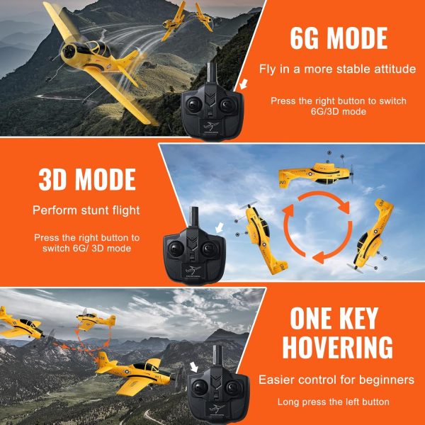 VEVOR RC Plane, 2.4GHZ 4 Channel RC Airplane with 6-Axis Gyro Stabilizer&2 Batteries, Ready to Fly T28 Trainer Aircraft Plane Toy, RC Glider for Adults Kids Beginners Boys Birthday/Xmas Child Gift - Image 4