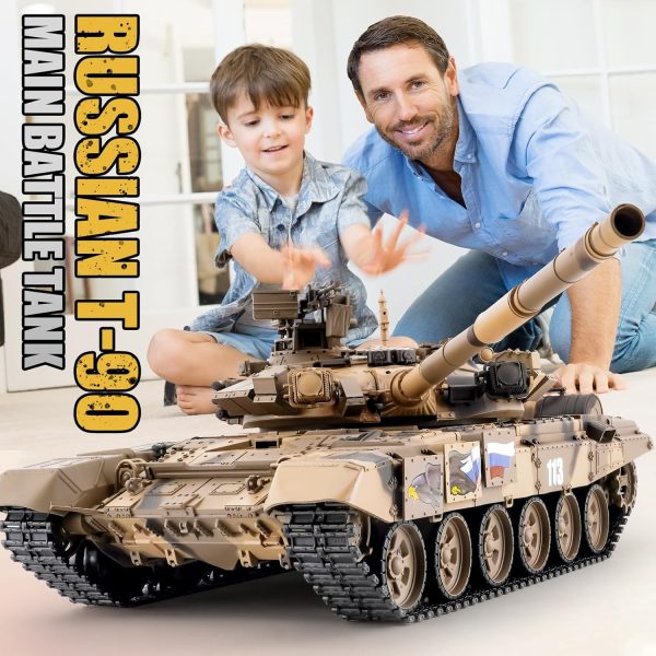 RC Tank Russian T-90 Main Battle Tank, 1/16 2.4ghz Remote Control Tank Vehicles Model with Sound & Light for Ages 14+ - Image 8