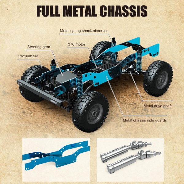 fisca RC Truck 1/12 RC Rock Crawler 4x4, 2.4GHz 4WD Remote Control Crawler Vehicle Off-Road Pick-up Truck RTR, Full Scale 4x4 Offroad Crawler Remote Control Truck for Adults Kids - Image 6