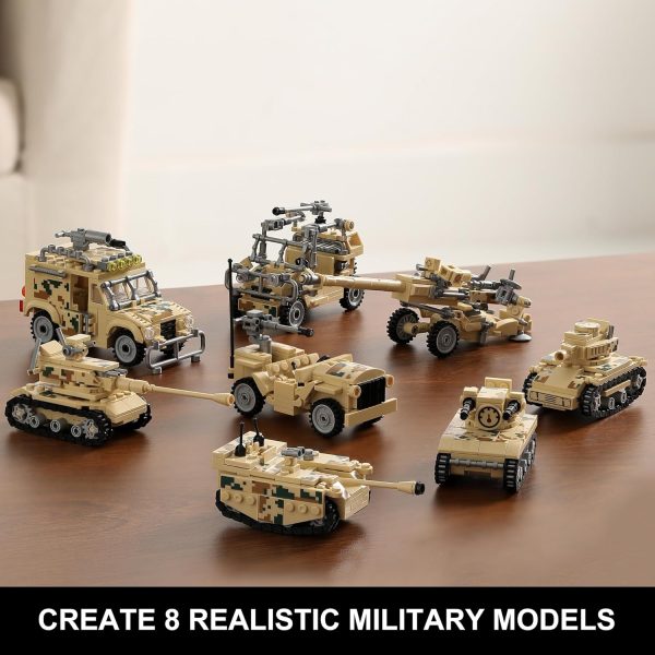 Military Tank Building Blocks Toys Set (1176 Pieces), Create A Large Army Tank or 8 Sets of Military Models, Great for Boys Kids Age 6+ Year Old - Image 5