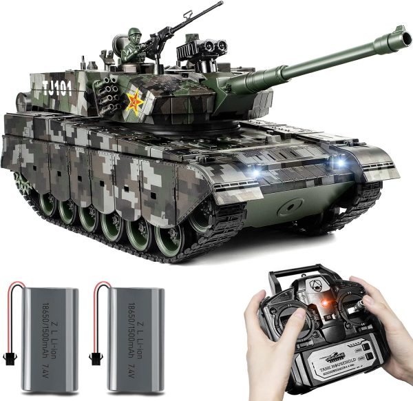 1:18 RC Tank, 2.4Ghz Chinese 99 Main Remote Control Battle Tank, 15 Channel RC Vehicle Army Toy with Smoke, Light and Sound, Military Truck for Adults and Kids That Shoots BBS and Water Bombs - Image 2