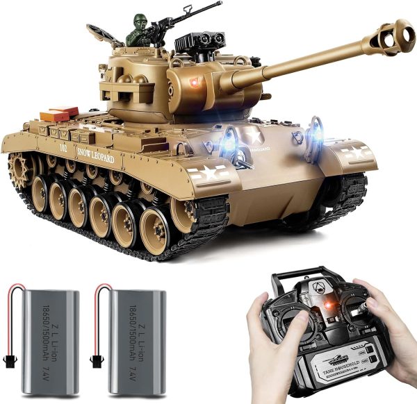 1:18 RC Tank, 2.4Ghz US M26 Pershing Remote Control Model Toys, RC Vehicle Army Tank That Shoots BBS and Water Bombs, Military Toy for Adults and Kids with Smoke, Lights, Sound and Recoil - Image 2