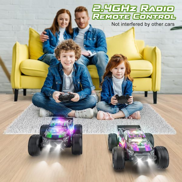 Remote Control Car - 20km/h 2.4GHz High Speed RC Cars, Off Road Hobby RC Racing Car with 2 Rechargeable Batteries & LedLights, Toy Car Gift for 3 4 5 6 7 8 Year Old Boys Girls Kids - Image 7