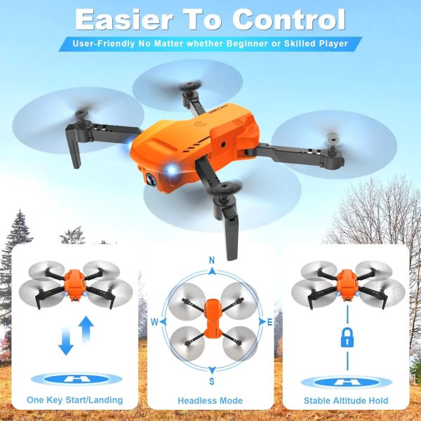 Drones for Kids and Adults - Drone with camera 1080P HD, FPV Foldable Drone with Carrying Case, 2 Batteries, 90° Adjustable Lens, One Key Take Off/Land, Altitude Hold, 360° Flip, Toys Gifts - Image 6