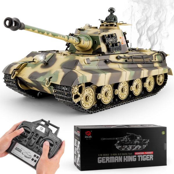 RC Tank HengLong German King Tiger Henschel Heavy Tank, 1/16 2.4ghz Remote Control Tank Vehicles Model with Sound & Light for Ages 14+ - Image 2