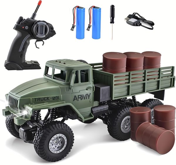 RC Military Truck 6x6 Road Remote Control Car 1/16 Scale Remote Control Truck 4WD All Terrain Rock Army Transport Vehicle Toy Vehicle for Kids Children Boy Gift - Image 2