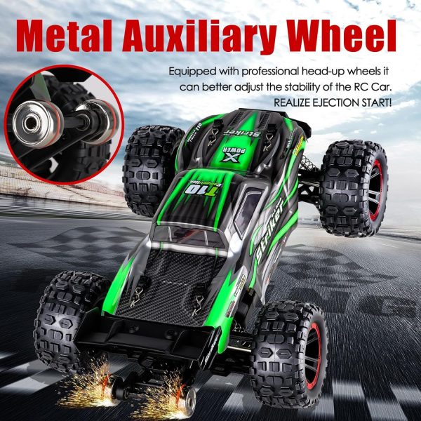 1:14 Scale RC Cars 75 KMH Brushless Remote Control Car 4X4 Fast RC Truck for Adult Boys 2.4 GHz All Terrains RC Buggy Off-Road Hobby RC Trucks RC Monster Trucks with 2 Batteries (Green) - Image 4