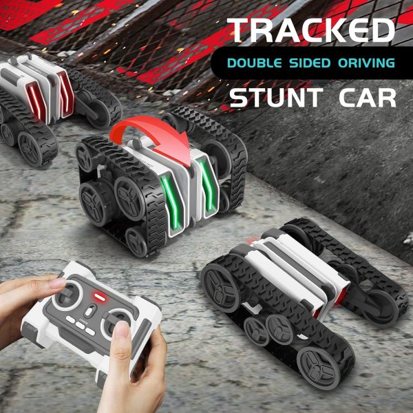 Remote Control Car, RC Cars with Tracked Double-Sided RC Crawler Driving 360° Rotating Lights RC Stunt Car Toy Gifts Presents for Xmas Birthday Chirstams Party Boys/Girls Ages 6+ - Image 4