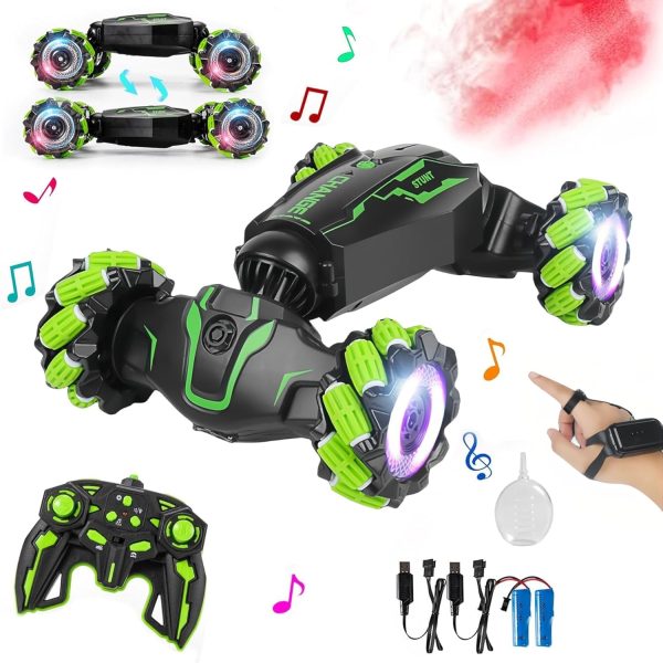 Upgraded Hand Gesture Sensing RC Stunt Car with Lights Music, Spray Fog Gesture RC Car Remote Controll Transformed Car 360° Spins All Terrains Monster Truck for Boys - Image 3