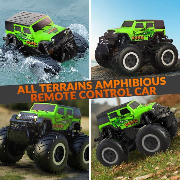 STEMTRON Amphibious Remote Control Car Toys for Boys 2.4GHz 1:16 All Terrain Off-Road RC Car Waterproof RC Monster Truck Kids Pool Toys Remote Control Boat Gifts for Kids Boys - Image 3