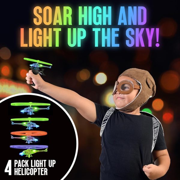 Light Up Ripcord Helicopters, 2 Pack – Fun Flying Toys for Kids with Flashing LED Lights, Perfect for Indoor and Outdoor Play, Great Gift Idea for Boys and Girls! - Image 7