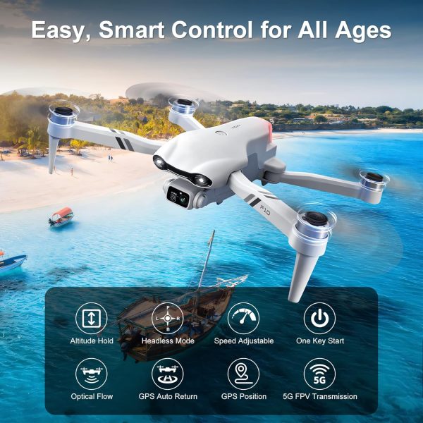 Drones with 2K HD Camera for Adults, GPS RC Drone Brushless Motor, 5G Wi-Fi Transmission, Smart FPV Foldable Quadcopter for Beginners, Auto Return, Follow Me, Waypoints, 25 Mins Flight Time - Image 4