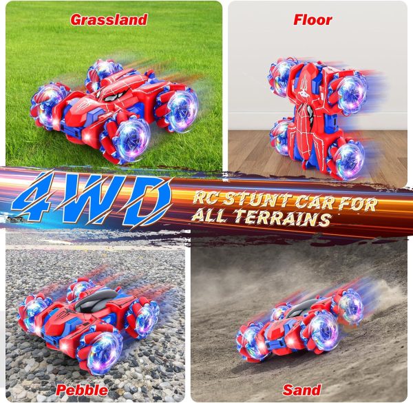 Spider Remote Control Car, 2.4Ghz RC Cars with Headlight Double Sided Off-Road 360° Rotating RC Drift Car Toys, Rechargeable 4WD RC Stunt Car Indoor Outdoor Spider Toys for Boys 4-6 5-7 8-13 - Image 5