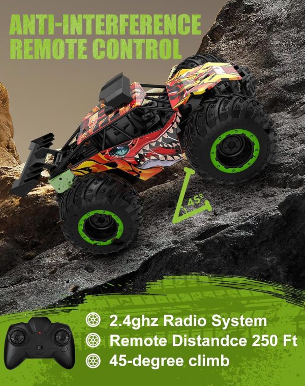 RC Dinosaur Car,1:20 Scale Remote Control Toy Car,2WD High Speed 30 Km/h All Terrains Electric Toy Off Road RC Car,RC Cars for Boys Kids and Adults Gift (Red) - Image 6